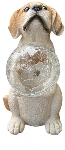 YOGOTEU Luci solari da giardino a forma di cane che tengono le palle, decorazione da cortile, impermeabile