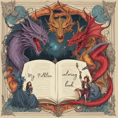 Folklore coloring book: In their habitat series : coloring book for adults and teens featuring depictions of Folklore creatures in their element for stress relief