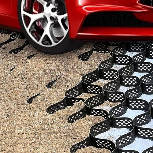 MOZ4dxy Grille de Sol for Charge motrice Robuste – Pavé de Grille en Gravier de Pois, for allée de Garage, allée, Jardin à flanc de Colline, Facile à Couper et à Fixer(10m x 6m (33ft x 19.5ft))