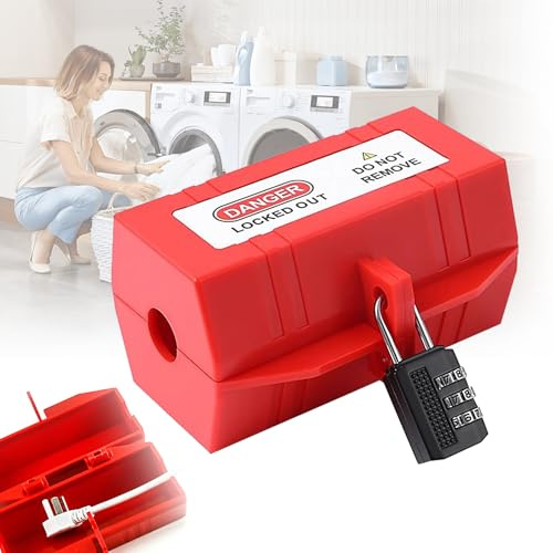 GUOYOU Waschmaschinen Schloss,Steckerschloss Abschließbare Steckdose | Steckersafe Stecker mit Passwortsperresteckdosen Steckerschutz Steckerbox Stromkabel Stromdiebstahl Verhindern Tresor Kinder