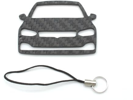 BlackStuff Schlüsselanhänger aus Kohlefaser mit Schlüsselband kompatibel mit Polo GTI Mk6 2017+ CF-4000, Schwarz, S, Schwarz , S