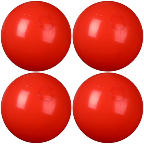 kymqlyw 4 Pcs Inflatable Beach Ball 24 inch Swimming Pool Balls Summer Outdoor Decor Ball Ornaments Floatable Ball for Swimming Pool Birthday Party Supplies (Red)