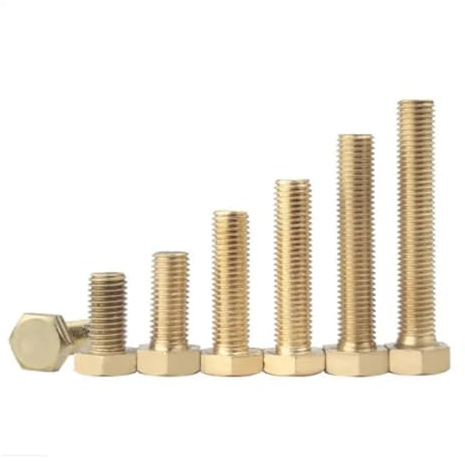 KEBLIN Boulon Hexagonal en Laiton Boulon Hexagonal en Laiton M4 M5 M6 M8 M10 Vis en Laiton Filetage métrique(M6x60 (10pcs))