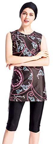Generisch Burkini Muslimische Bademode Modest Arab Islamic Women Badeanzug Plus Size Ärmellos Burkini Hijab Badeanzug 3-teiliges Set Damen