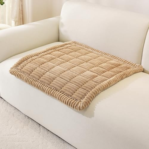 OstepDecor Washable Couch Cover for Dogs, Thick Pet Friendly Sofa Covers, Soft Couch Protector, Paw Cart Sofa Slipcovers, Cushion Protector for Leather, Sectional, Loveseat (27.6 x 27.6, Khaki)