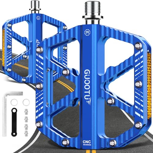 GUOOTU Deutsche professionelle Fahrradpedale, CNC Aluminium MTB Pedale Leichtgewichts, 3 Abgedichtete Lager, Antirutsch für Mountainbike,Stadtrad,Rennrad, BMX, E-Bike
