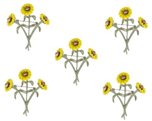 FRCOLOR 5 Stück Sonnenblumen-Brosche Flower Design Brosche Pin Abzeichen Blumen-Pullover- Wäschel Revers Pin Frauen n für Bekleidung Legierung