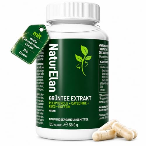 Grüntee Extrakt,mit Zink & Chrom für normalen Makronährstoffwechsel*,120 CT | Zink und Chrom tragen zu einem normalen Stoffwechsel von Makronährstoffen bei*. Mit weißer Kidneybohne und EGCG. Vegan