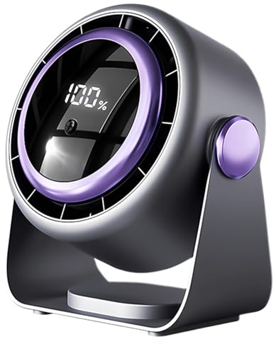 Generico Mini ventilador – USB recargable, refrigeración silenciosa, ventilador portátil con pantalla digital y control táctil para jardín, playa, camping, viaje, escuela, gimnasio