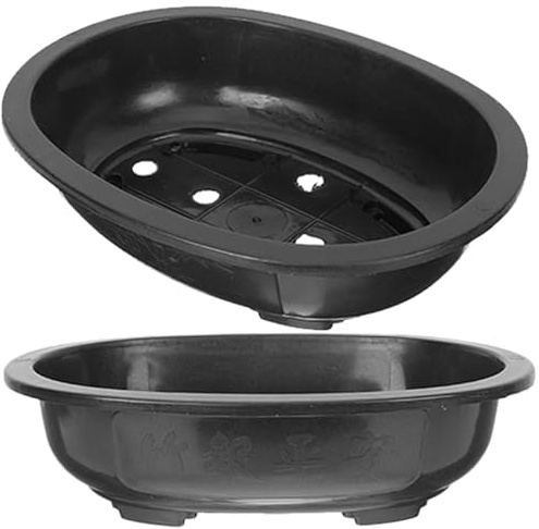 2 vasi per bonsai, 30 cm, ovali, con foro di drenaggio, in plastica, grandi e profondi, contenitore per la coltivazione di piante