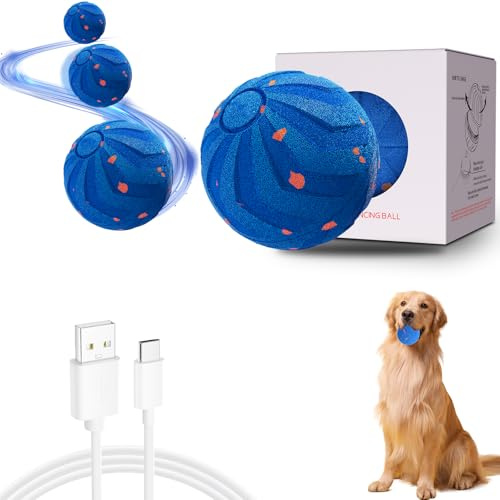 FitRepa Intelligentes Interaktives Hundespielzeug Ball, E-TPU Material Interaktiver Hundeball, USB Wiederaufladbar Selbstrollender Ball für Mittelgroße und Große Hunde für Hundebesitzer (Blau)