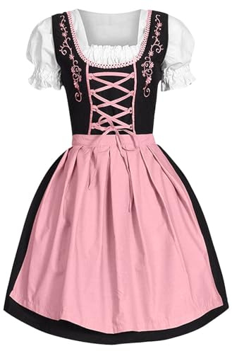 Dirndl Mujer Oktoberfest Tradicional Dresses para Mujer Traje Tradicional DeBaviera 3 Pieces Vestido Blusa Delantal Oktoberfest Outfit Mit Dirndlschürzen