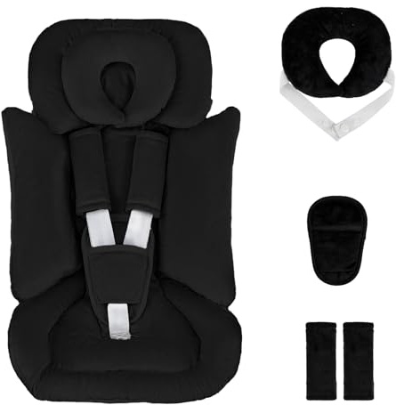 Hooyax Infant Car Seat Insert with Removable Head Support, Dual-Sided Baby Car Seat Cushion for Preemies Newborns - Universal Head and Body Support for Car Seat, Stroller and Swing(Black)
