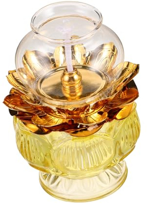 MAGICLULU Lampe à Huile Vintage Verre Forme Bouddha Lanterne à Pétrole Lotus Éclairage Urgence pour Intérieur Extérieur
