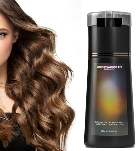 VYIBPDY Hair dye shampoo, Sofort Haarfarben Shampoo für Männer und Frauen, Botanical Formulation No Hair Damage No Bleach, 2in1(Dunkles Braun)