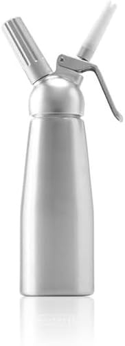 Whipped Cream Dispenser,1-Pint Professional Brushed Aluminum Cream Whipper with 3 Decorating Nozzles, Compatible with Standard N2O Cartridges (Not Included), Silver