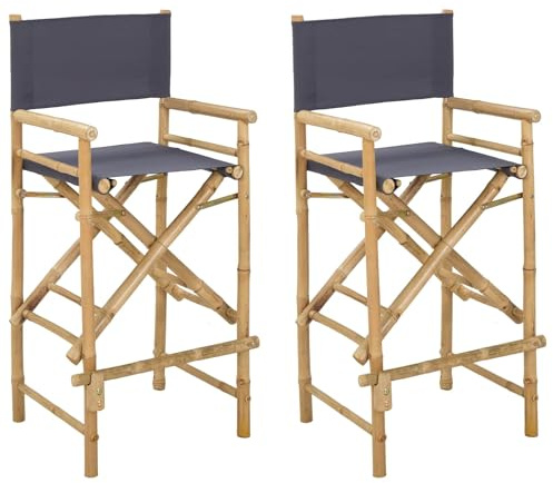 QJBSAVVA Regisseurstuhl 2er Set aus Bambus, Klappbarer Regiestuhl für Garten, Balkon und Wohnzimmer, Natur-Design, Stabil und Platzsparend, 58 x 48 x 115 cm