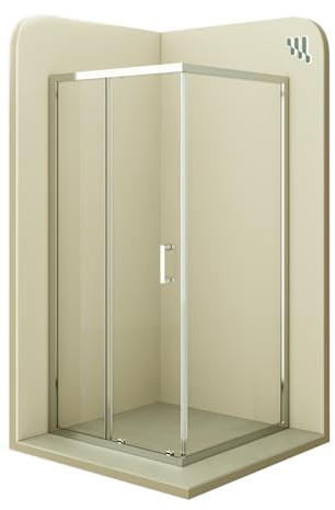90x120 cm Tür: 120 cm Duschkabine mit Schiebetür Eckdusche mit Rollensystem aus ESG Glas 190cm hoch