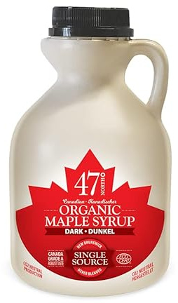47° North Sciroppo d'acero biologico canadese DARK scuro – forte, 500ml, fonte unica, grado A, senza glutine, vegano, gusto leggero e dolce per pancake e altro