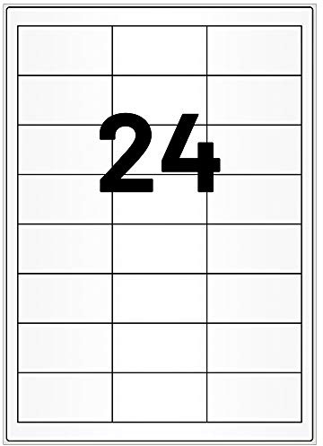 Labelident Laser-Etiketten 64,6 x 33,8 mm weiß - 24 Etiketten pro A4-Bogen - 12.000 Etiketten (500 DIN A4 Bögen) geeignet für Laser- & Inkjetdrucker