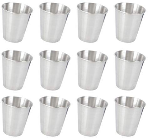 12st Schnapsgläser Aus Metall Biertrinkbecher Espressotasse Aus Edelstahl Espresso-schnapsglas Schuss Vorspeise Untertasse Spirituosen Tasse Vintage Trinkgläser Tragbar Milchbecher