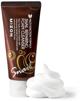 [Mizon] Ansiktsrengöring med Snigel Babe Extract (60ml) mild rengöring för porer och svarta prickar, fuktgivande formel med snigelfiltrering och mjuka bubblor {Snail Repairing Foam Cleanser}