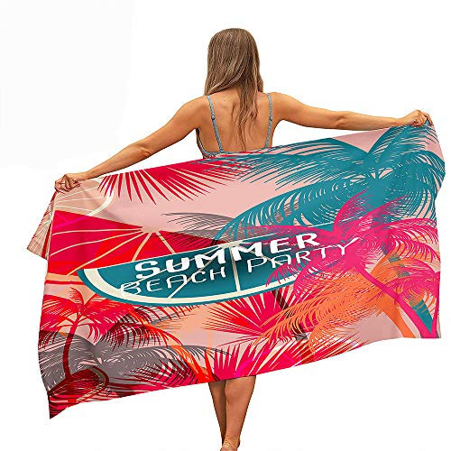 Highdi Tropisch Strandhandtuch Microfaser Strandtuch Groß, Sandfrei Schnelltrocknend Badetuch Strandtuch Strandtücher Picknickdecke Sporthandtuch für Erwachsene Kinder (Rosa tropisch,80x160cm)