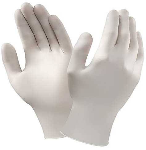 Virsus 1000 Guanti in Lattice monouso, di colore bianco, taglia S, guanti talcati resistenti non sterili, ideali per esami, pulizie domestiche, tinte, medico