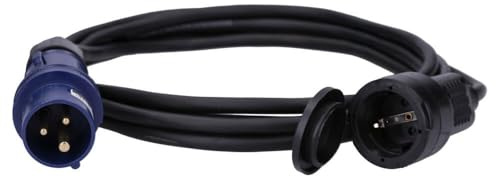 Voxura CEE-Adapterleitung Schutzkontakt-Kupplung CEE-Stecker Schutzkappe Camping Caravan Wohnmobil Wohnwagen Boot Stromkabel Außenbereich 3-polig 230V 16A H07RN-F 3x2,5 IP44 5m