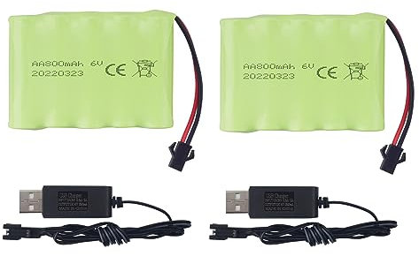 2PCS AA 6.0V 800mAh Wiederaufladbare RC Spielzeugauto Batterie SM2P Stecker RC Truck Stunt Auto Bagger Spielzeugauto Batterie und USB Ladekabel