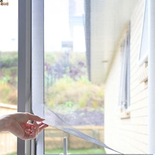BricoLoco.com Mosquitera ajustable y adaptable con velcro para ventana corredera o abatible o huecos en general de hasta 120x100 cms. Adhesiva y recortable (1, Blanco)