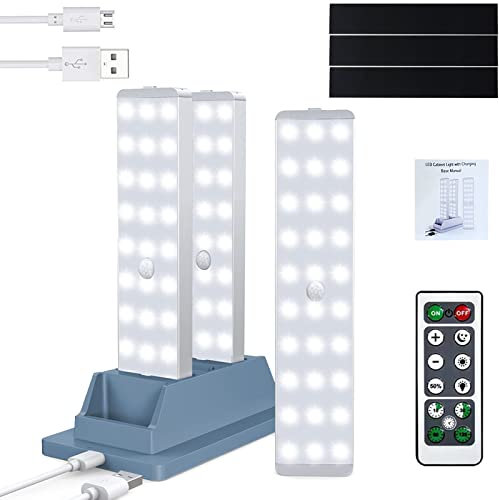 Mocoli 3 Stück Schranklicht LED Leiste Batterie Licht Neutralweiß Dimmbar USB Wiederaufladbar, Weiches Licht Ultra Dünn Led Leiste Küche für Garderobe Vitrine Schrankbeleuchtung