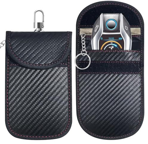 2 Stück Keyless Go Schutz Autoschlüssel Bag, RFID Funkschlüssel Schutz Keyless Abschirmung Faraday Blocker Schlüsseltasche Schlüsseletui 13 x 10cm/5.12 x 3.94(Medium)