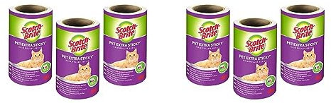 Scotch-Brite Pet Extra Sticky Tierhaar-Ersatzrollen, 48 Blatt, 3 Rollen, 144 Blatt pro Packung - Fusselrolle für Tierhaare/Hundehaare und Katzenhaare (Packung mit 2)