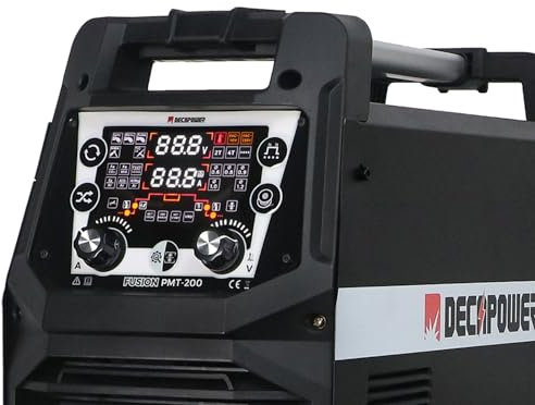 Decappower Soudeuse synergique 200A Pulse MIG MAG MMA HF TIG 5 en 1 avec gaz sans gaz machine de soudage (PMT 200 PACK 1 Pas de fonction de coupe)