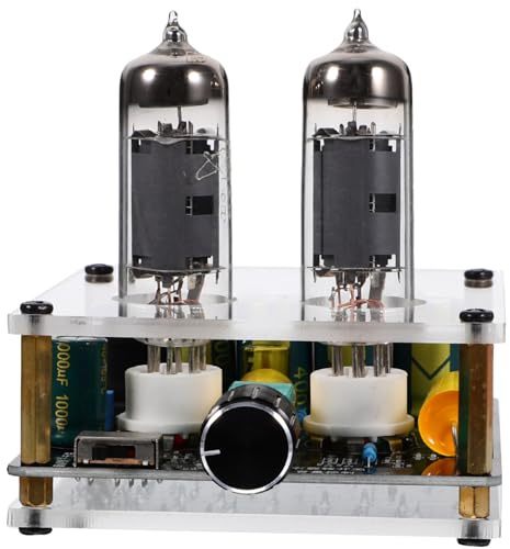 Hemobllo Vacuum Pre-amp Tube Amplifier 6k4 6a2 Electronic Tube Preamplifier Pcb and Glass Material Lightweight Pre-amp for Home Theater and DIY Hifi Audio Systems