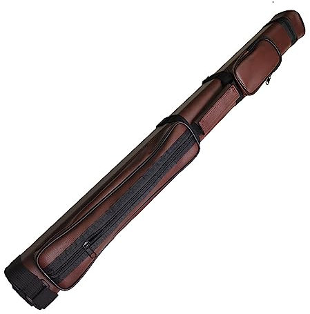 Billard-Queue-Tasche, weiche Queue-Tasche aus Leder mit verstellbarem Riemen und Zwei Außentaschen, Billard-Stick-Tragetasche, für bis zu 2 Sticks (2 Schaft/2 Schaft), für Billard-Pool-Liebhaber