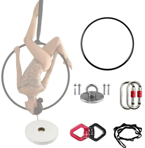 Aerial Hoop Komplettes Schwarzes Lyra-Luftreifen-Set, Eiserner Nullpunkt-Lyra-Reifen mit Rigging-Kit und Rutschfestem Klebeband, Akrobatik/Zirkus-Luftring, 3.2 cm Dick (Size : 100 cm (39))