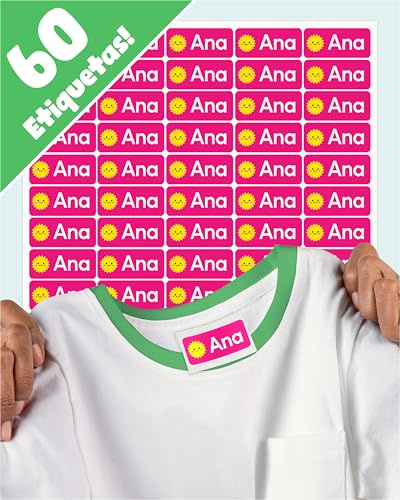 LabelTiger® Personalisierte Namensaufkleber für Kinder - 60 Stück, Selbstklebend & Wasserfest, Ideal für Kita, Schule, Kleidung & Gegenstände - Pink