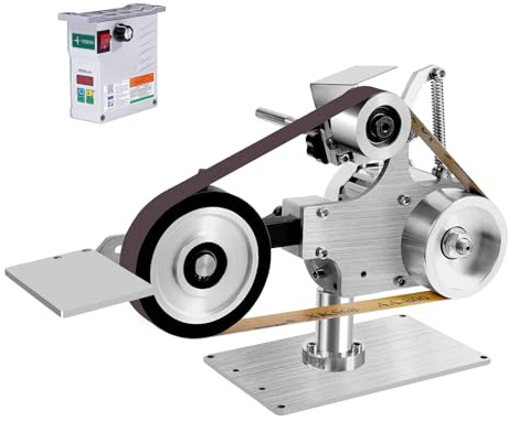 Band-Tellerschleifer, 0.55 kW 220 V Bandschleifmaschine mit Bürstenlosem Motor und 2 Schleifband, Schleifen Zeichenmaschine Bandschleifer Schleifgerät