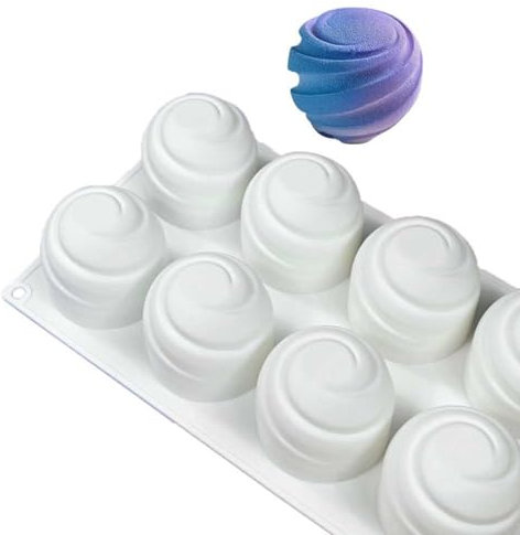 DUBENS 8 Hohlraum Rotierend Planet Wirbel Mousse-Kuchenform, Silikon Backform Muffinform für Muffins, Cupcakes, Kuchen, Pudding, Eiswürfel und Gelee, Brotbackform, 3D Backformen DIY Mold