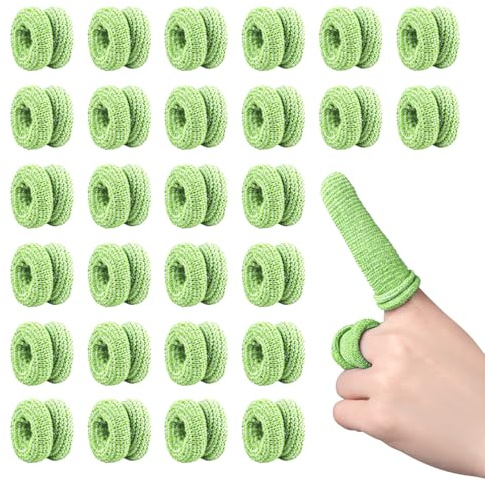 Tolenre 30 Stück Fingerverband, Fingerbandage, Finger Bob, Dehnbar Fingerpflaster, Universelle Fingerlinge Fingerschützer, Fingerpflaster Fingerkuppenschutz für Arbeit Küche Fingerschutz (Grün)