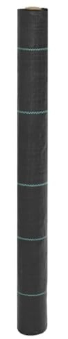 vidaXL Unkrautvlies, Gartenvlies gegen Unkraut, Unkrautfolie Wasserdurchlässig UV-stabilisiert, Unkrautflies Mulchfolie Bodengewebe, Schwarz 1x10m PP