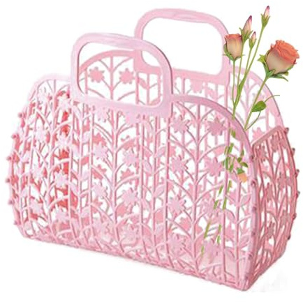 Salyeeluly Girls Jelly Bag | Kids Beach Tote Bag Girls' Fashion Plas-tic Jelly Purse | Detachable Multipurpose Beach Tote | 80's Retro Purse Jelly Purse | Portable Children Jelly Basket for Beach