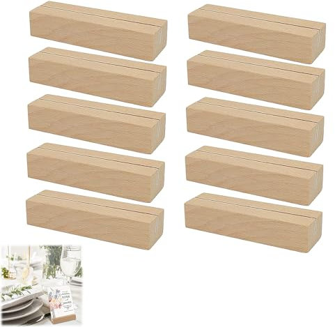 beejune 10 Stück Tischkartenhalter Holz, Menükartenhalter Holz, Kartenständer, Postkartenhalter, Fotohalter, Für Hochzeiten, Restaurants, Bankette Und Partys Menükartenhalter