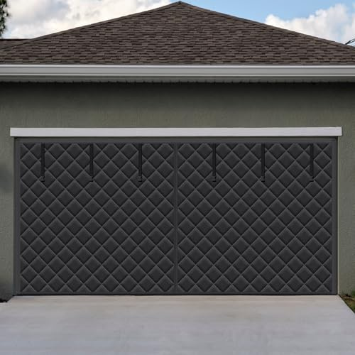 Tingjoo 16 x 7 ft Garage Door Screen Insulation Kit Magnetic Thermal Insulated Door Screen Garage Winter Doors Curtain for Carport Blanket Weatherproof, Windproof, Soundproof