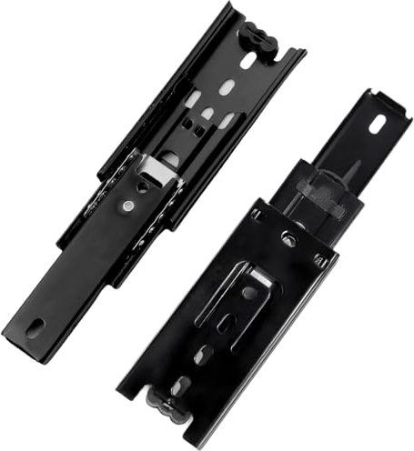 Prmape 2 Stück Schubladenschienen 100mm, Schubladen Auszugsschienen 10cm, 3 Falten Teleskopauszug Schublade, Schubladen Scharniere Vollauszug 185mm, Schwere Tragfähigkeit von 45 KG