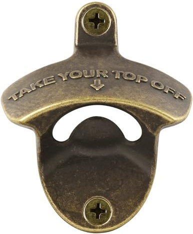 Jumiok Vintage Beer Bottle Cap Opener Wall Mounted Stainless Take Your Bottle Top Off Screw in Wall Soda Opener Antique Bronze