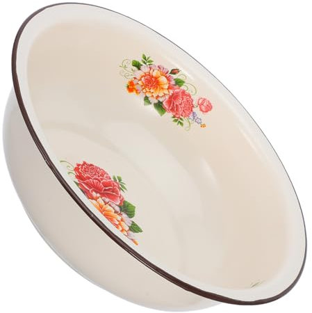 KICHOUSE Klassische Emaille Rührschüssel Aus Metall 30cm Große Vintage Mischschüssel Für Küche Und Haushalt Kratzfeste Fleckenresistente Aufbewahrungsschale