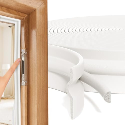 Zugluftstopper für Türen, Dichtungsband Selbstklebend, Fensterdichtung, Türdichtung Unten, Eingebauter 3-in-1 Gummidichtung, Fenster Abdichten, für Windstopper Tür, Schallschutz Tür (Weiß, 8M)